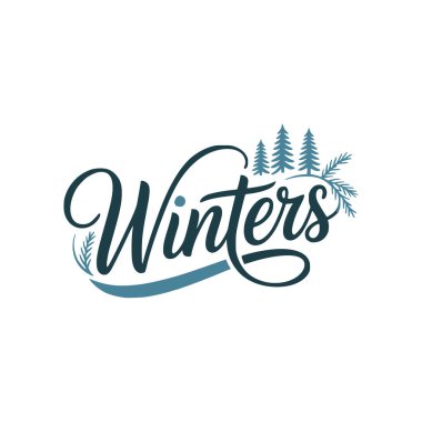 Çam ağaçlı kış logosu. vektör illüstrasyonu