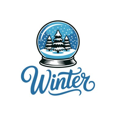 İçinde yılbaşı ağacı ve kar taneleri vektör illüstrasyonu olan kış mektupları.