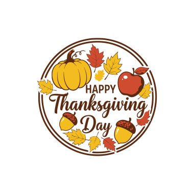 happy thanksgiving day card with pumpkin vector illustration design