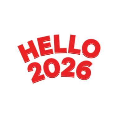 Mutlu yıllar 2026 metin tasarımı. vektör illüstrasyonu