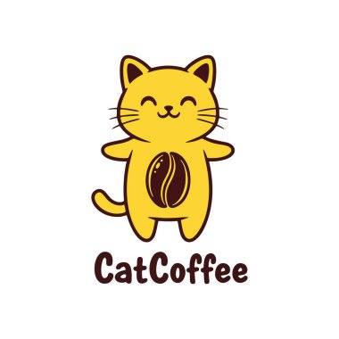 Kedi fincanı logosu. vektör illüstrasyonu