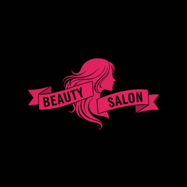 Güzel kadın ve saçla vektör logosu tasarımı