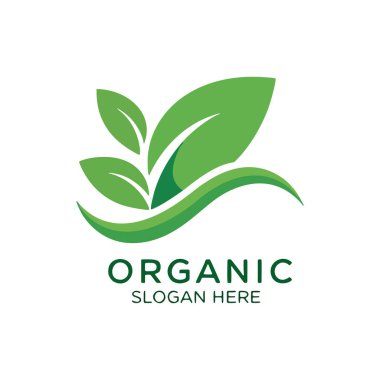 Dairesel organik yeşil yaprağın vektör logosu tasarımı.