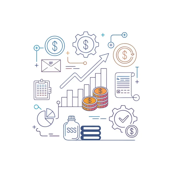 Modern bir işletme finansmanının düz tasarımının vektör çizimi.