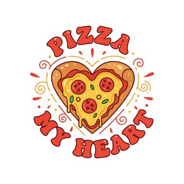 Kalpli elle çizilmiş pizza..