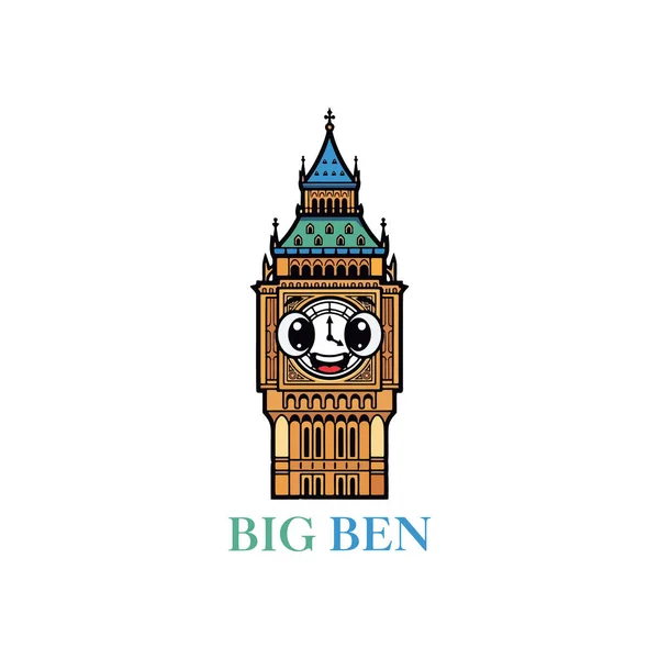 Londra 'nın büyük Ben Kulesi. Beyaz arkaplanda izole edilmiş vektör illüstrasyonu.
