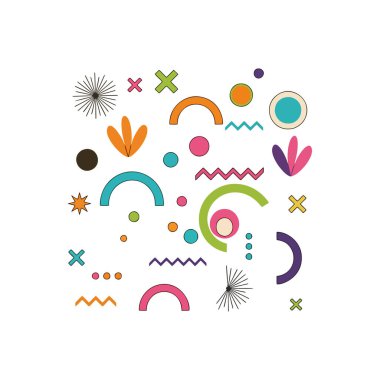 Modern tasarım projeleri için retro titreşimli canlı geometrik desen