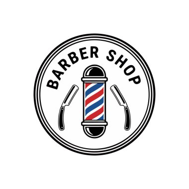 Berber dükkanı, dükkan, berber dükkanı için vektör logosu tasarımı ögesi