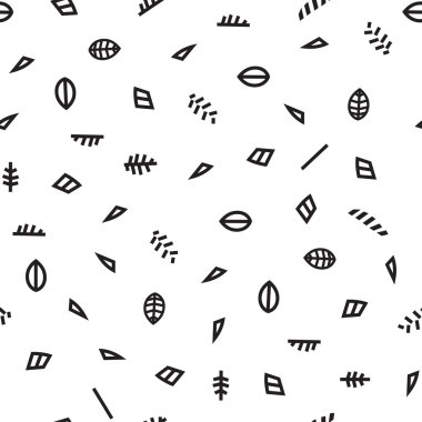 Geometrik vektör desen siyah ve beyaz. Bir yaprak ve onun parçalarını oluşturuyor