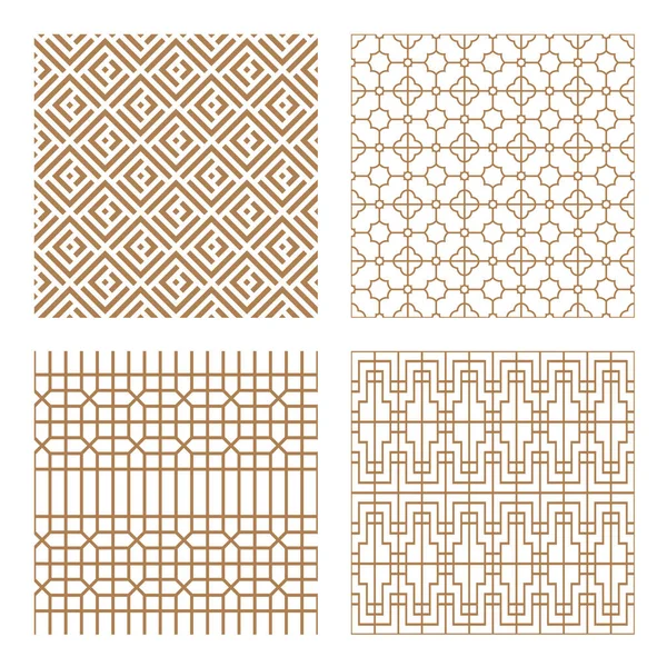 Modern tarzda tipik çizgilere ve elementlere sahip geleneksel Kore ya da Çin motifi de dahil olmak üzere geometrik Asyalı soyut dikişsiz vektör modelini ayarla