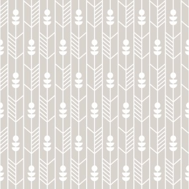 İskandinav modern halk dikişsiz tek renkli vektör desenli oklar ve minimalist geometrik şekilli çizgiler