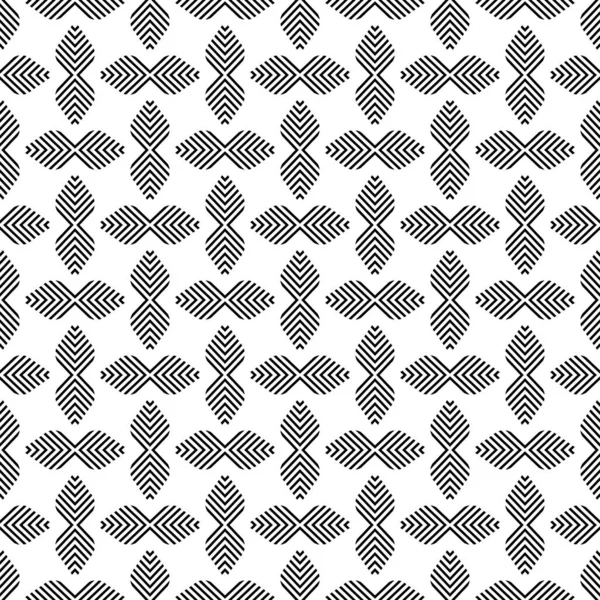 Scandinavian Modern Folk Seamless Vector Pattern Leaves Black Lines Other — Stock Vector