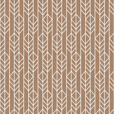 Scandinavian modern folk seamless vector pattern with white lines, arrows and leaves on post paper in minimalist geometric style clipart