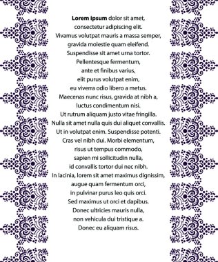 Belge şablonu. Davet, kağıt, kapak, afiş, etiket, kartpostal, düğün kartı, çerçeveler için şablon. Kenarlıklı kağıt.