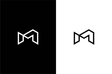 Tek satır harfi MA veya M logo konsept vektör simgesi büyüt