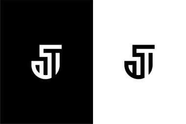 Negatif uzay logosu konsept vektör simgesine sahip modern harf JT