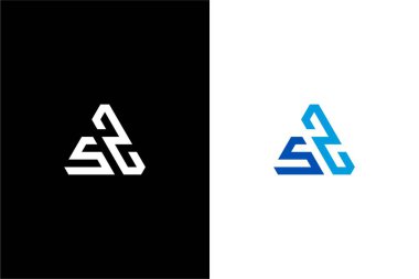 Modern Harf S2 ve üçgen veya SZ üçgen konsept vektör logosu