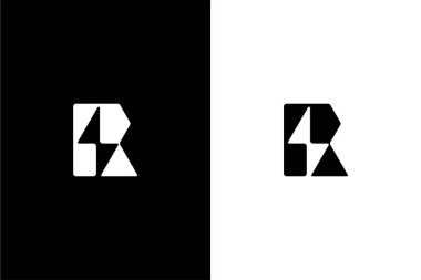 Modern Harf R cıvata veya Harf R enerji logo konsept vektör simgesi