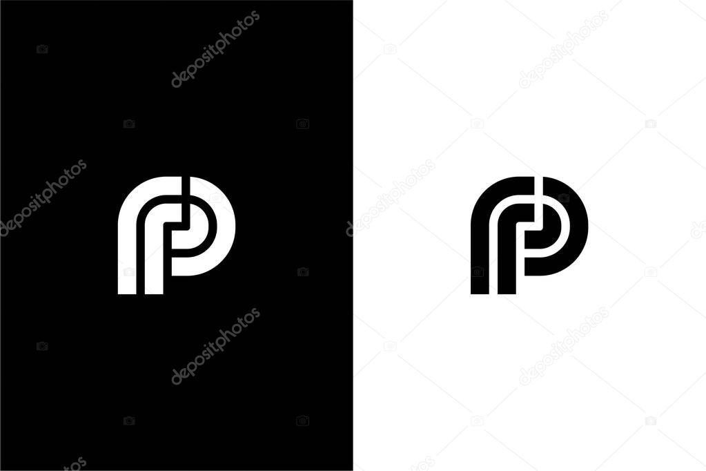 Modern Letter FP or letter RP logo concept vector icon