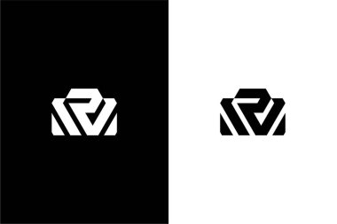 Modern harf RV kamera veya Letter RV fotoğraf logosu konsept vektörü simgesi