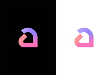 Modern Harf A ve Kalp ya da Flört Şirketi için Aşk Logosu