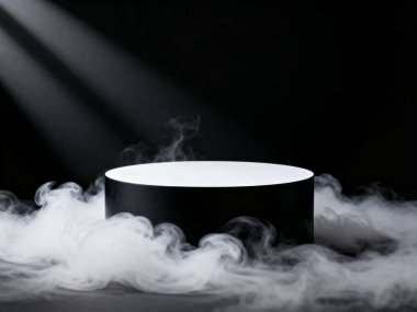 Dramatik Spotlight ve Smoke ile Ürün Gösterimi. Markalaşma, Kozmetik Gösterisi ve Premium Sunum İçin Lüks Sahne Arkaplanı