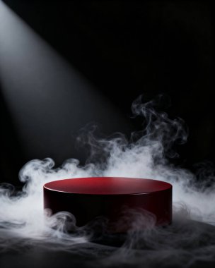 Dramatik Spotlight ve Smoke ile Ürün Gösterimi. Markalaşma, Kozmetik Gösterisi ve Premium Sunum İçin Lüks Sahne Arkaplanı