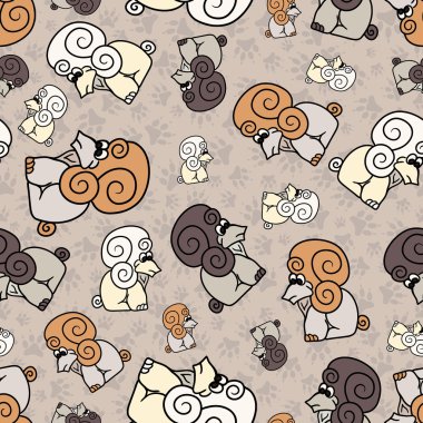 komik karikatür renkli kaniş köpek seamless modeli