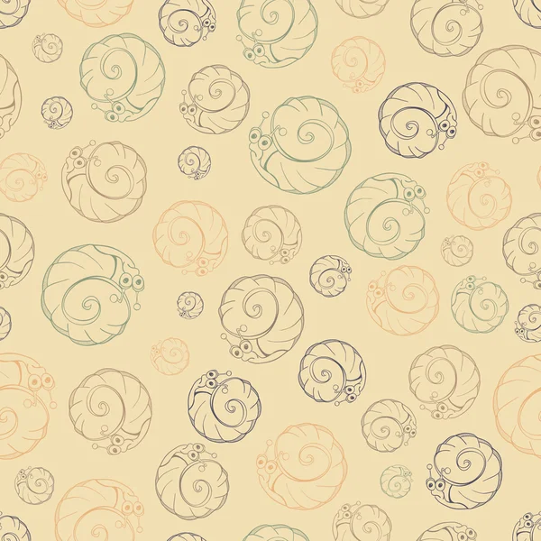 かわいいカタツムリのシームレス パターン — ストックベクタ
