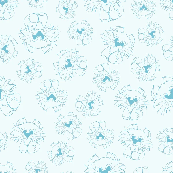 Μπλε μοτίβο άνευ ραφής από χαριτωμένα γάτες. Παιδιά εικονογράφηση. — Διανυσματικό Αρχείο