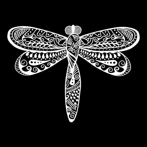 Dragonfly vector single color icon isolated on black background — Stock Vector