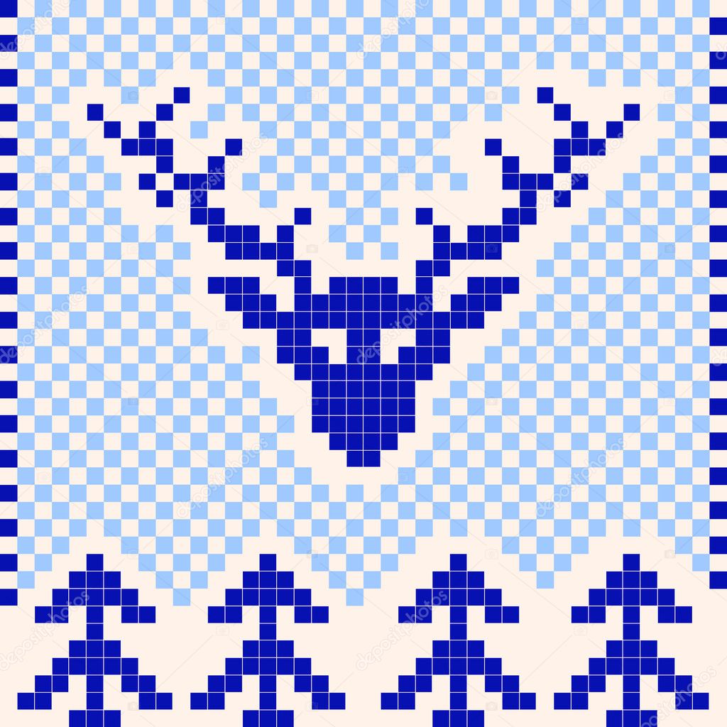 Deer head of the mosaic. Winter background