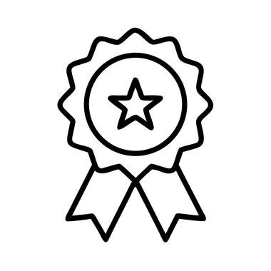 Yıldız taslak simgesi, başarı sembolü olan ödül kurdelesi