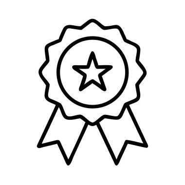 Kurdeleli kalite ödüllü yıldız rozeti taslak simge vektörü