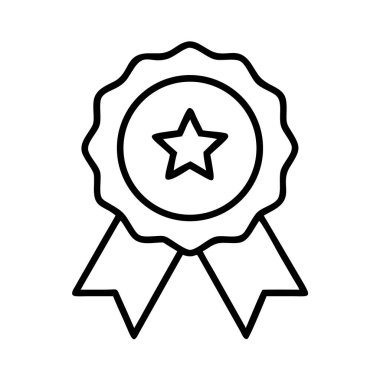 Kalite derecelendirme yıldızı rozet çizgi simgesi vektörü