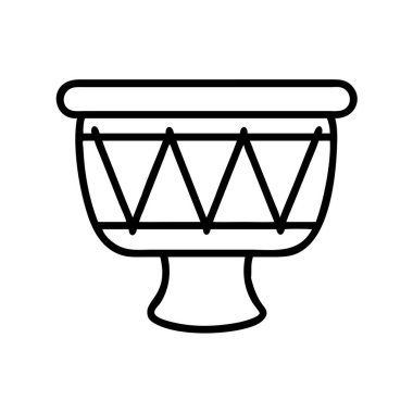 Etnik bir davulun basit çizgi sanat vektörü çizimi