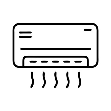 Klima ünitesi serin düz çizgi simgesi üflüyor