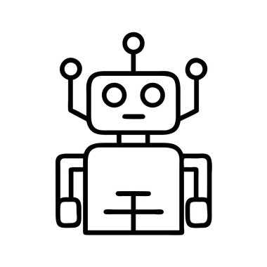 Teknoloji tasarımı için minimalist ai robot çizgisi resim simgesi.