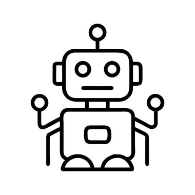 Dost canlısı, modern robot figürünün basit çizgi simgesi