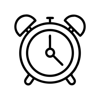 Zaman yönetimi konsepti için alarmlı saat çizgisi resim simgesi.