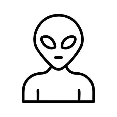 Uzaylı dünya dışı kafa simgesi basit ana hatlı sembol.