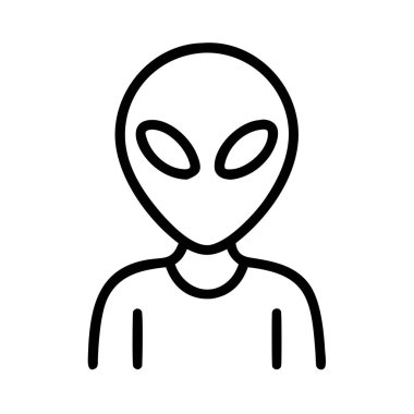 Minimalist uzaylı karakter çizgisi sanat vektör simgesi grafiği