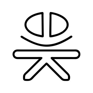 Soyut gülümseyen insan figürü ana hat sembolü, vektör sanatı.