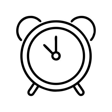 Alarm saati çanları ve elleri olan simge ana hatları taşıyıcısı