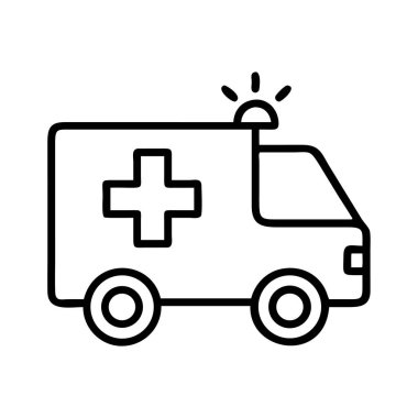 Acil tıbbi servis için ana hatlı ambulans simgesi