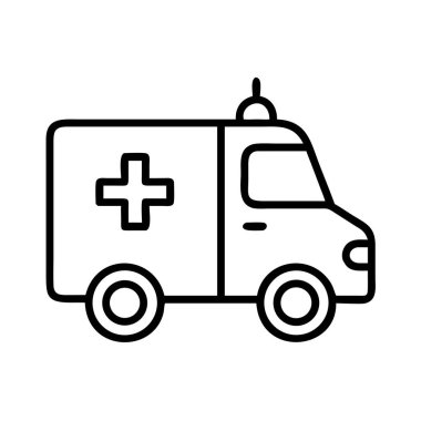 Ambulans ana hatları simgesi, tıbbi acil taşıma aracı.