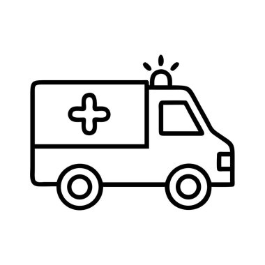 Acil tıbbı temsil eden ambulans ana hatları simgesi