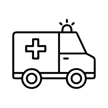 Beyaz üzerinde ambulans aracı çizgisi resimleme
