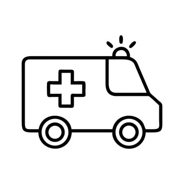 Acil ambulans servisinin çizgi resim simgesi