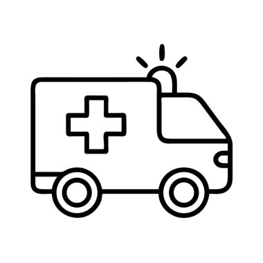 Acil bakım için ambulans aracı çizgisi resim simgesi